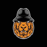 hat lion illustration vector