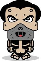 cute hannibal lecter bone mascot character cartoon vector illustration