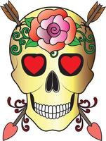 arte enamorado calavera dia de muertos. dibujo a mano y hacer vector gráfico.