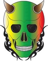 Art surreal devill skull tattoo.Hand drawing and make graphic vector. vector