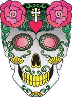 Art skull day of the dead. Hand drawing and make graphic vector. vector