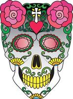 Art skull day of the dead. Hand drawing and make graphic vector. vector