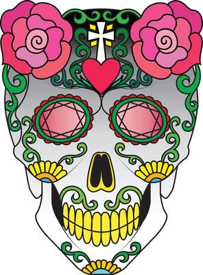 Art skull day of the dead. Hand drawing and make graphic vector.