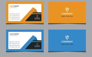 Abstract creative corporate clean minimal company professional modern office real estate name visiting business card template design blue orange black color. vector