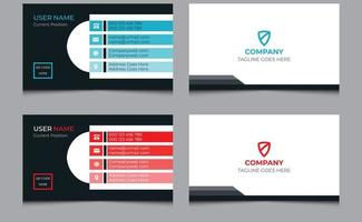 Simple clean abstract creative corporate modern professional name horizontal visiting business card design template red blue color variation. vector