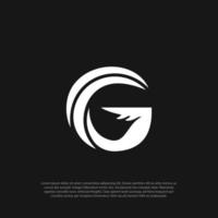 G letter for wave shape and surfing board shape vector logo design