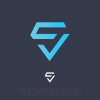 combining letter s, cvs, vs, or sv in diamond shape in flat or simple concept vector