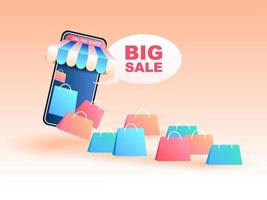 Shopping online big sale vector