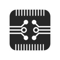 Cpu chip technology vector digital electronic. Computer processor illustration board icon and communication tech hardware. Microchip motherboard engineering datum and symbol pc core equipment device