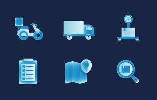 3D Frosted Glass Delivery Icons vector