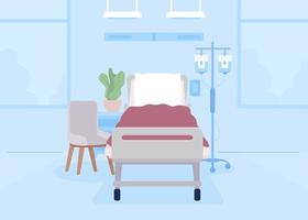 cama vacía en la sala de hospital ilustración de vector de color plano