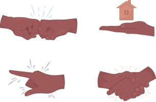 conjunto de gestos de mano de vector de color semiplano de trato inmobiliario. pose editable. parte del cuerpo humano en blanco. comprar ilustración de estilo de dibujos animados de propiedad para diseño gráfico web, animación, colección de paquetes de pegatinas