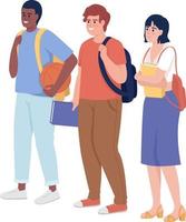 Positive students group semi flat color vector characters. Editable figures. Full body people on white. Education simple cartoon style illustration for web graphic design and animation