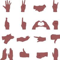 Body language semi flat color vector hand gestures set. Editable pose. Human body part on white. Cartoon style illustration for web graphic design, animation, sticker pack collection