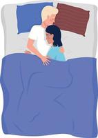 pareja amorosa durmiendo en la cama caracteres vectoriales de color semiplano vector