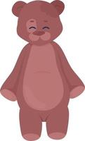 Cute teddy bear semi flat color vector object. Soft animal. Editable element. Full sized item on white. Stuffed toy simple cartoon style illustration for web graphic design and animation