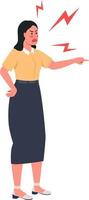 Angry woman shouting semi flat color vector character. Editable figure. Full body person on white. Heated lady simple cartoon style illustration for web graphic design and animation