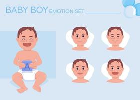Conjunto de emociones de carácter de color semiplano de bebé feliz. expresiones faciales editables. ilustración de estilo vectorial infantil para animación y diseño gráfico en movimiento vector