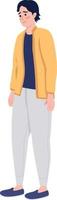 Depressed young man semi flat color vector character