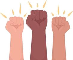 Protesting semi flat color vector hand gesture