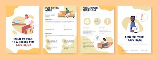 Pain and healthcare flat vector brochure template. Booklet, leaflet printable flat color designs. Editable magazine page, reports kit with text space