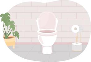 Clean toilet bowl in restroom 2D vector isolated illustration