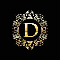 Letter D gold luxury vintage ornament logo design vector