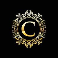 Golden luxury letter C ornament logo design vector