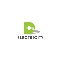 diseño del logotipo del vector del enchufe de electricidad de la letra d. diseño de logotipo de potencia, diseño de logotipo de stock