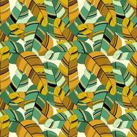 Pattern with banana leaves, tropical, exotic, color green and orange. vector
