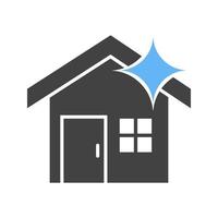 casa limpia glifo icono azul y negro vector