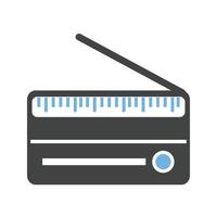 Old Radio Set Glyph Blue and Black Icon vector