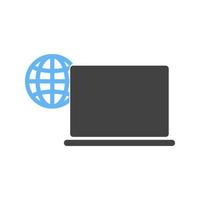 Connected Laptop Glyph Blue and Black Icon vector