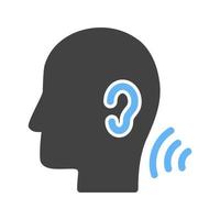 habilidades de escucha glifo icono azul y negro vector