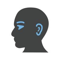 Human Face Glyph Blue and Black Icon vector