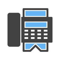 Fax Machine Glyph Blue and Black Icon vector