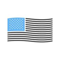 American Flag Glyph Blue and Black Icon vector