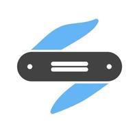 Ranger Pocket Knife Glyph Blue and Black Icon vector