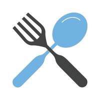 Spoon and Knife Glyph Blue and Black Icon vector