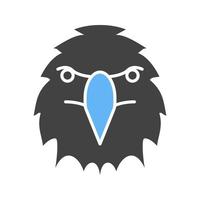 Eagle Face Glyph Blue and Black Icon vector