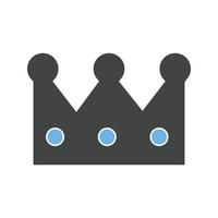 icono azul y negro del glifo de la corona del rey vector