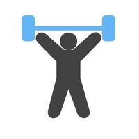 Weight Lifting Person Glyph Blue and Black Icon vector