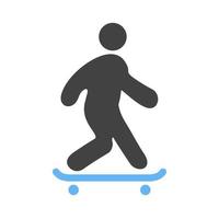 Skate Boarding Glyph Blue and Black Icon vector