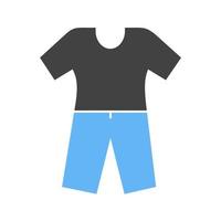 traje de pijama glifo icono azul y negro vector