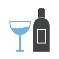 Goblet and Wine Glyph Blue and Black Icon vector