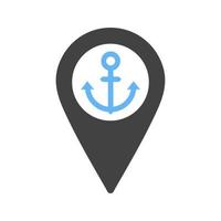 Shipping Location Glyph Blue and Black Icon vector