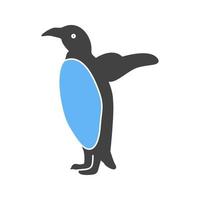 pingüino glifo icono azul y negro vector