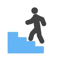 Climbing Stairs Glyph Blue and Black Icon vector