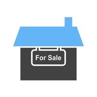 casa en venta glifo icono azul y negro vector