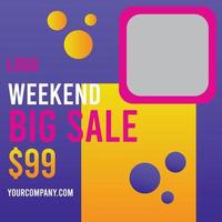 Editable Weekend Big Sale Social Media Post vector